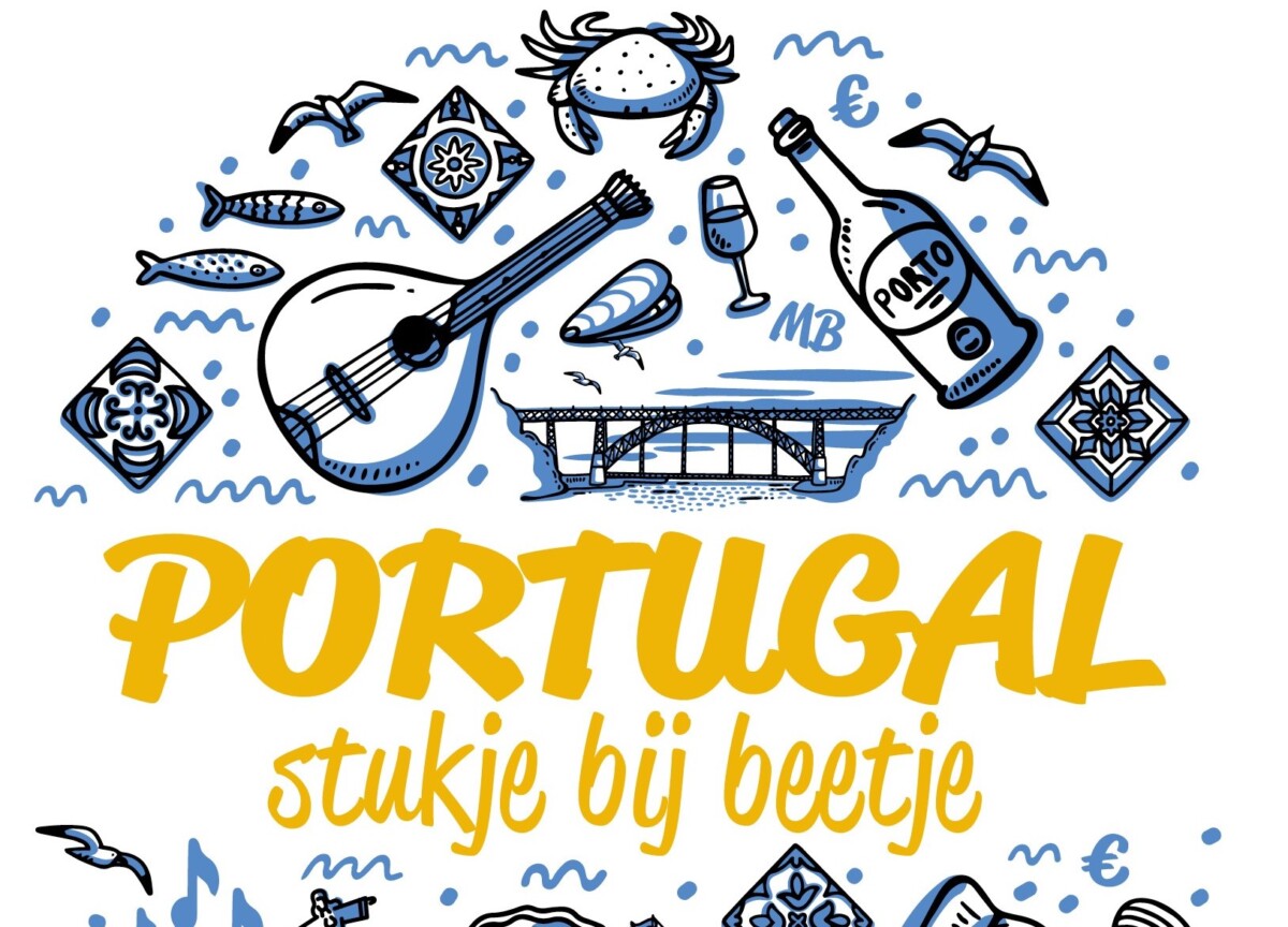 Detail van de kaft van het boek Portugal, stykje bij beetje van Cees Groenewegen