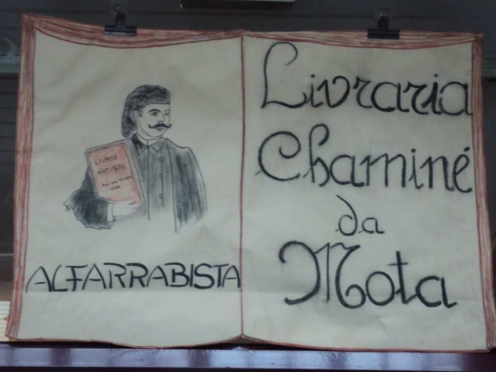 Uithangbord van een handelaar in tweedehands boeken, een alfarrabista