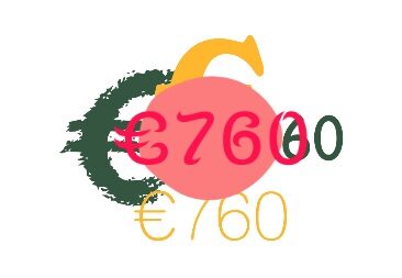 Creatief artwork van het bedrag €760, het Portugese minimumloonedrag