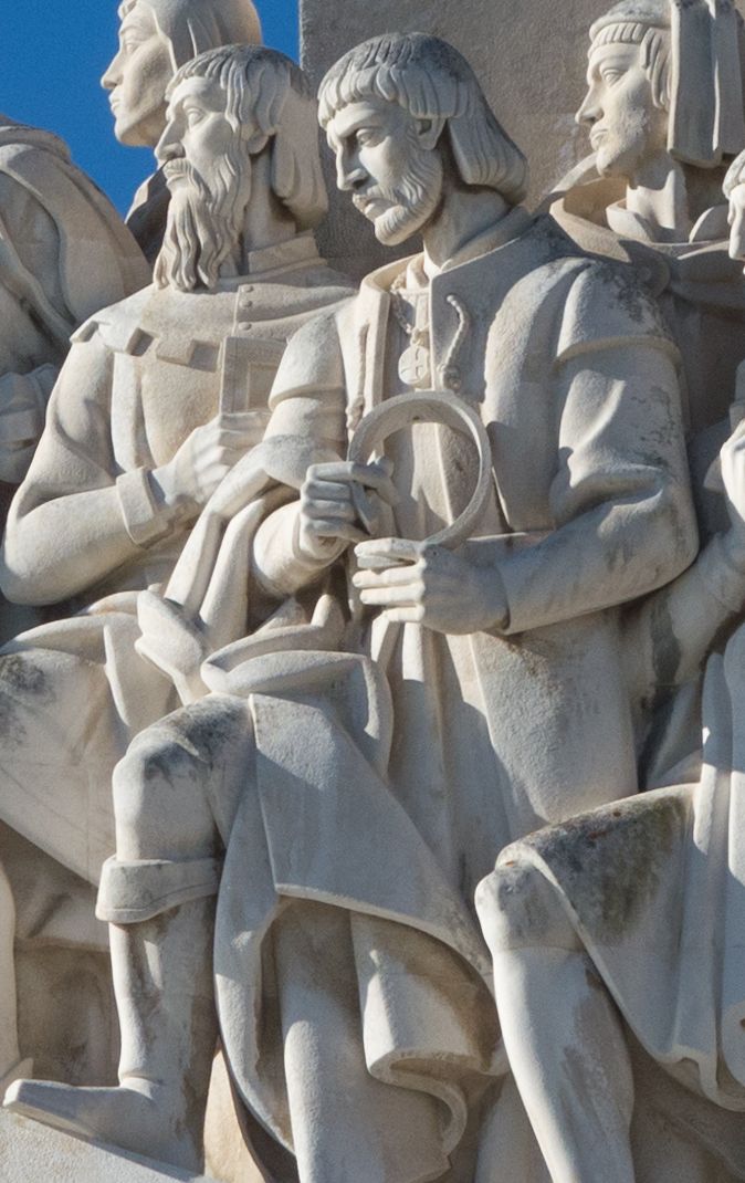 Beeld van Magellaan op het  het Monument van de Ontdekkingen, Lissabon