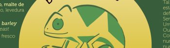 detail van etiket van bierfles met kameleon