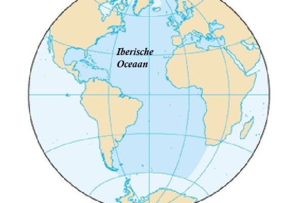 Wereldbol met de naam Iberische Oceen er al in.