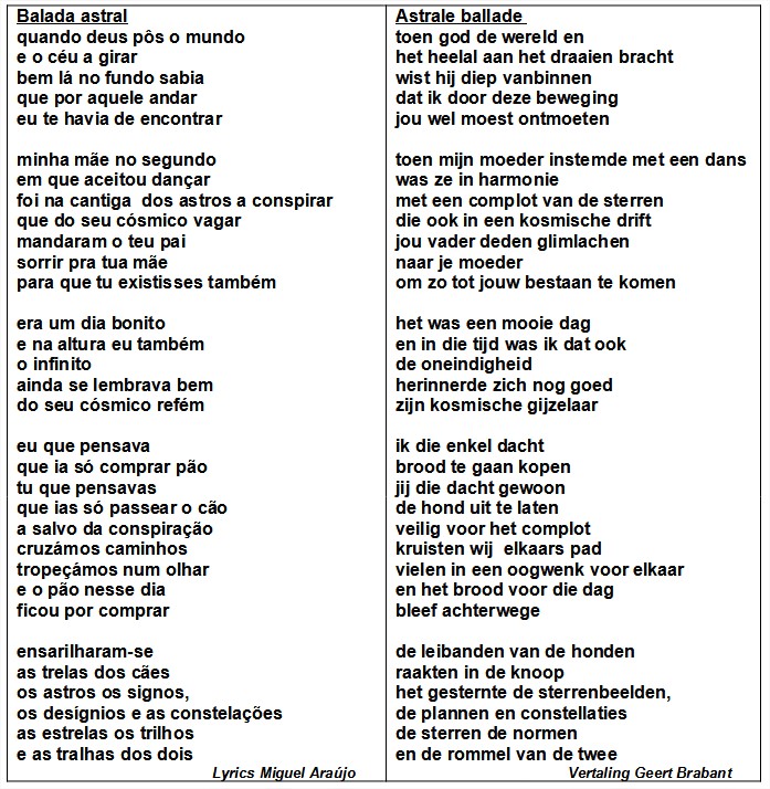 Balada Astral, tekst en vertaling