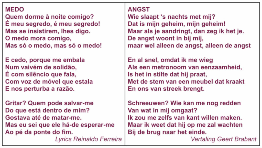 Tekst en vertaling van Medo.