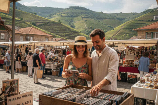 Stelletje op oude platenmarkt