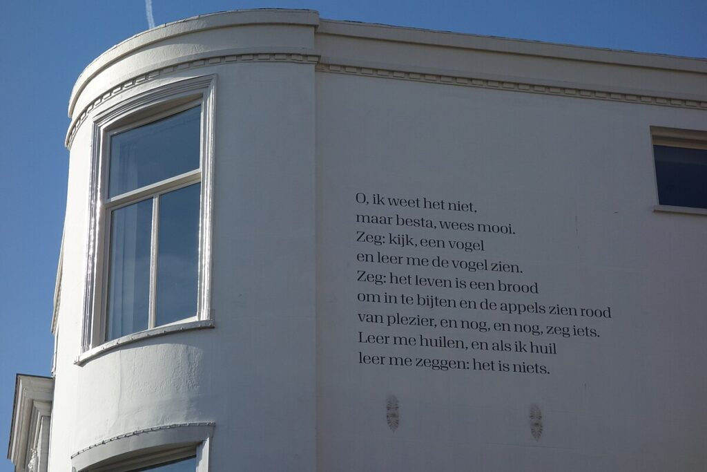 Muurgedicht in Den Haag