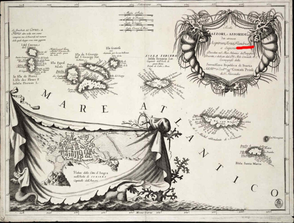 Ook eind 17de eeuw werden in Venetië de Azoren door kosmograaf Coronelli als Vlaams (Flandricae) beschouwd (1690)