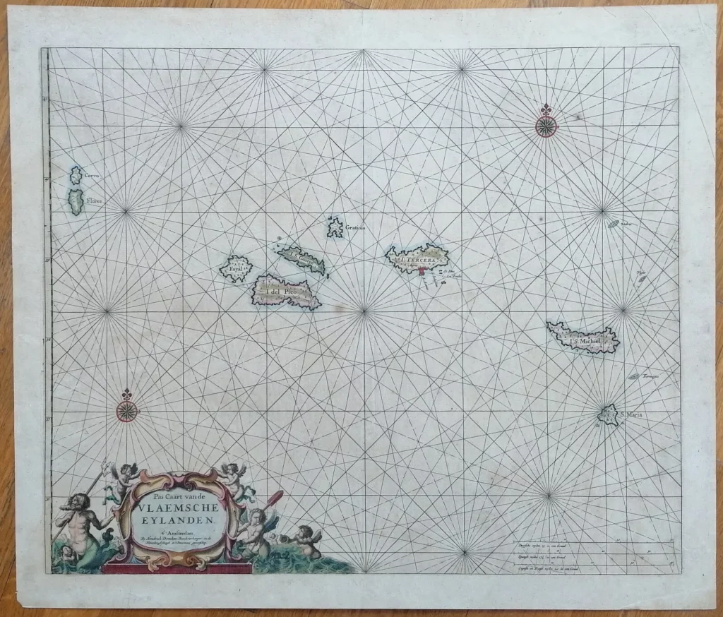 Kaart van de Azoren, Vlaemsche Eylanden, door Hendrick Doncker (1626-1699)