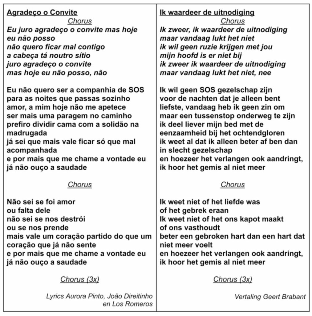 Tekst en vertaling Agradeço o Convite