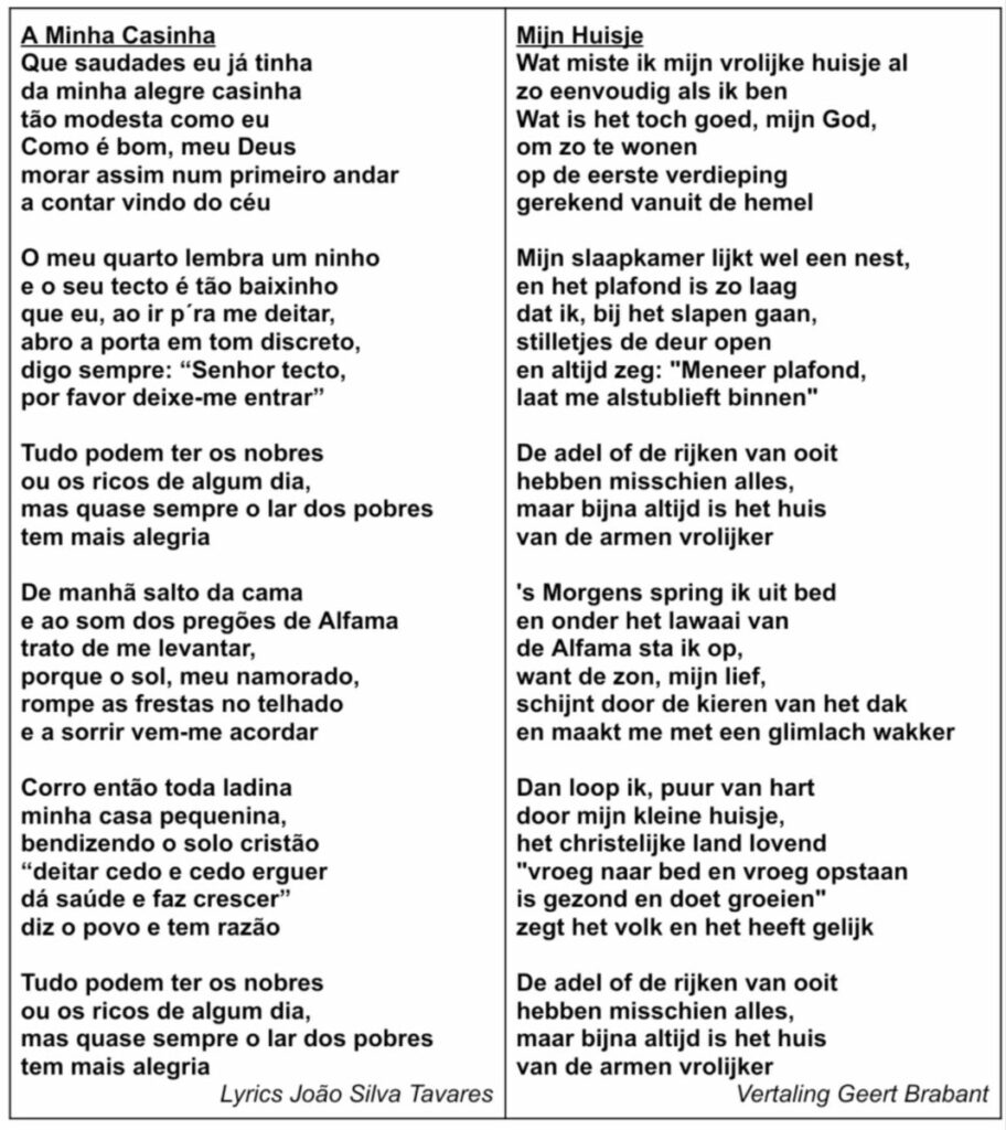 Tekst en vertaling A Minha Casinha