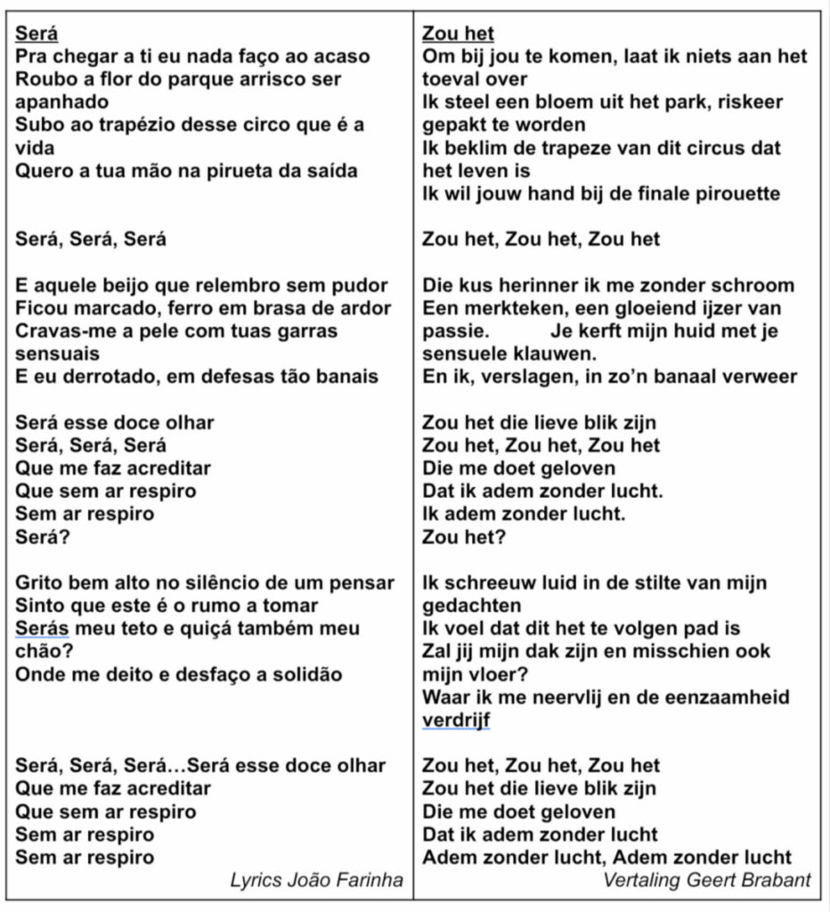 Tekst en vertaling van Será