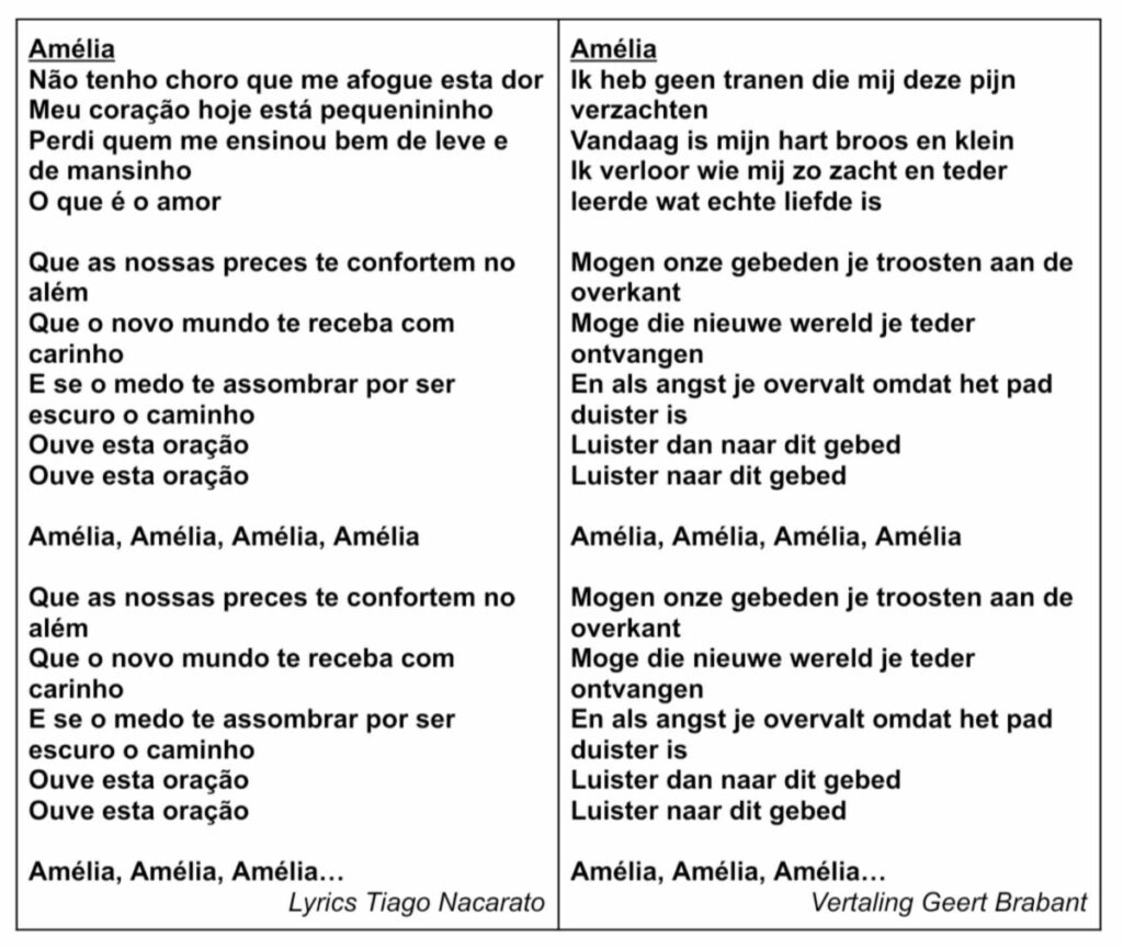 Tekst en vertaling Amélia 