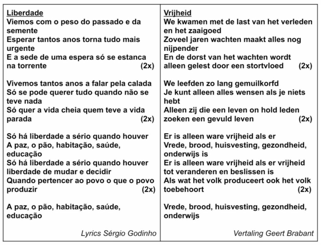 Tekst en vertaling Liberdade 