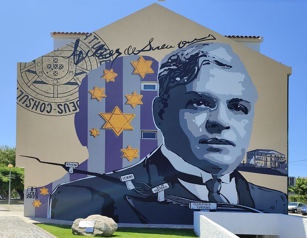 Street art met de Sousa Mendes als onderwerp