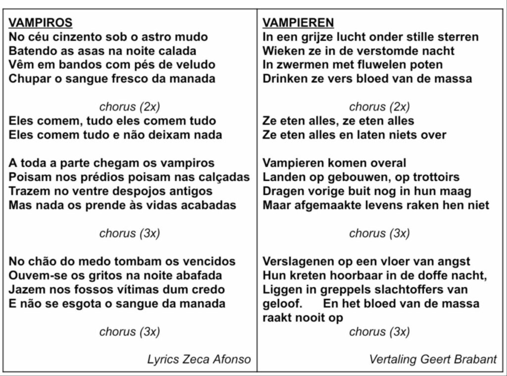 Tekst en vertaling Vampiros