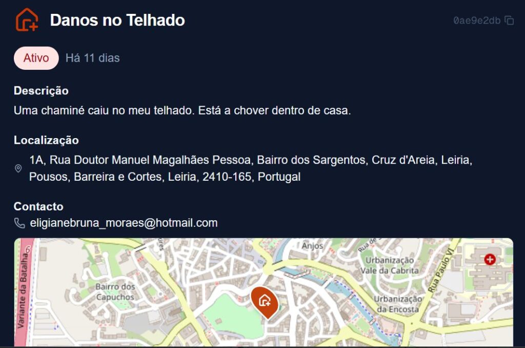 screenshot van hulpvraag