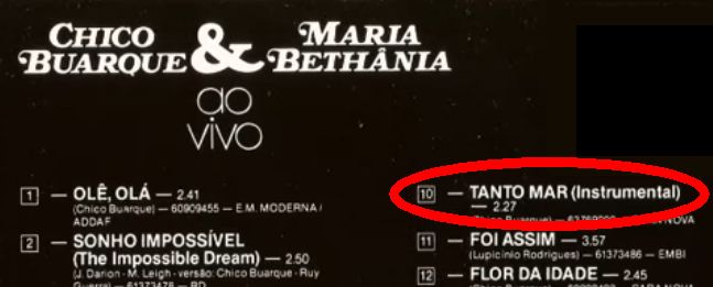 cover van de Braziliaanse versie van de LP met Tanto Mar instrumenteel in de tekst