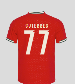 Voetbalshirt met de naam Guterres en het nummer 77
