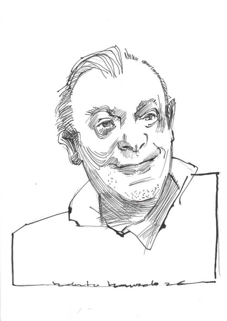 Tekening van António Lobo Antunes, door Robert Kruzdlo. 