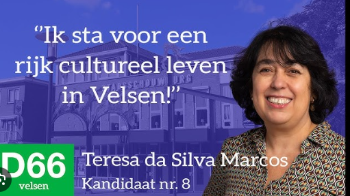 Foto en verkiezingsleus (Ik sta voor een rijk cultureel leven in Velsen) van Teresa Marcos.