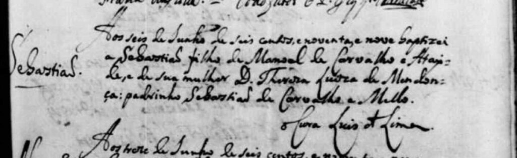 Doopakte van Sebastião José de Carvalho e Mel