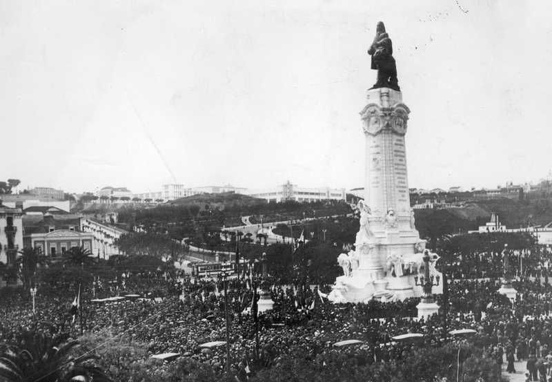 Inhuldiging van het monument ter ere van de markies van Pombal in 1934