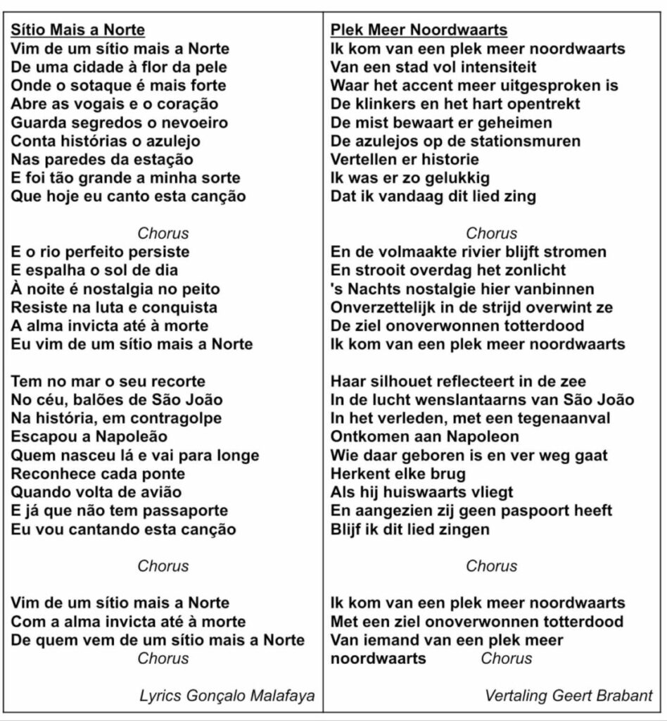 Tekst en vertaling van Sítio Mais a Norte