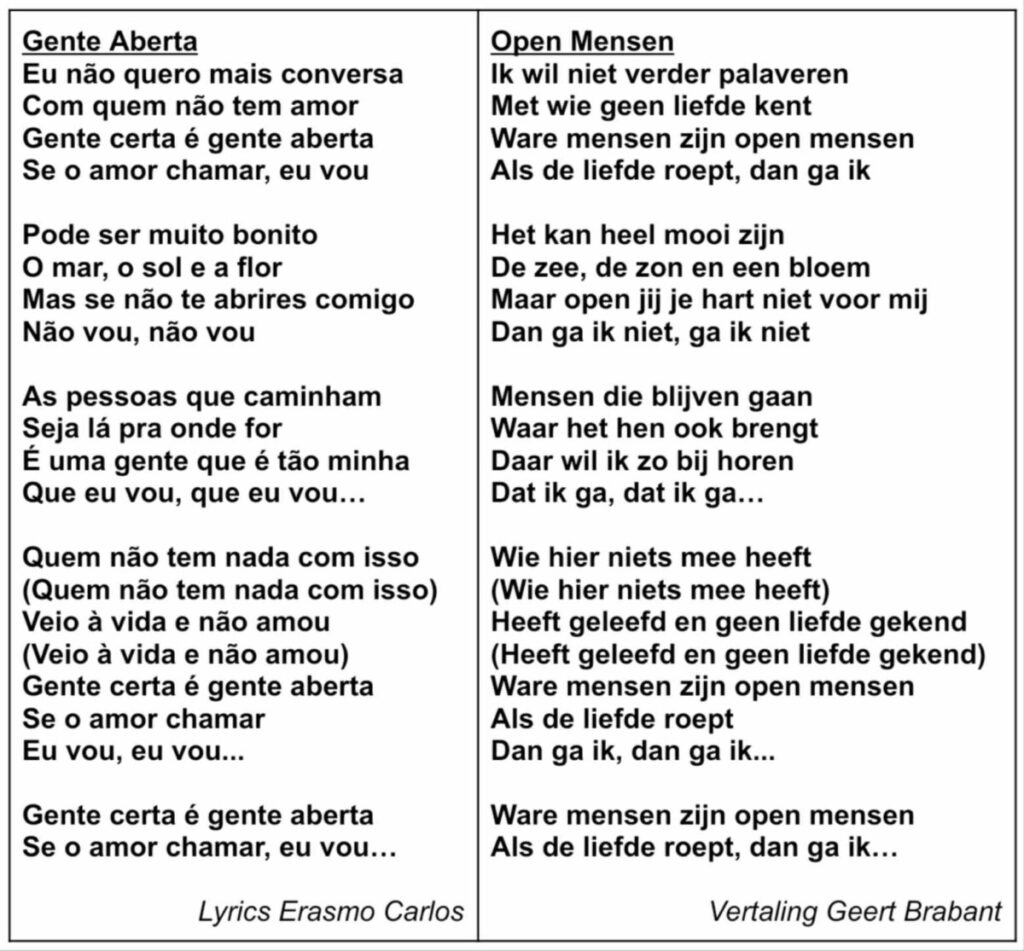 Tekst en muziek Gente Aberta