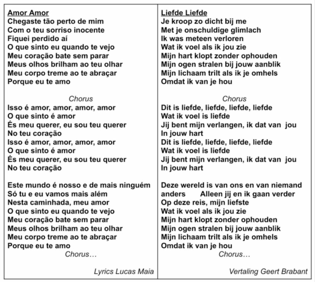 Tekst en vertaling van Amor Amor