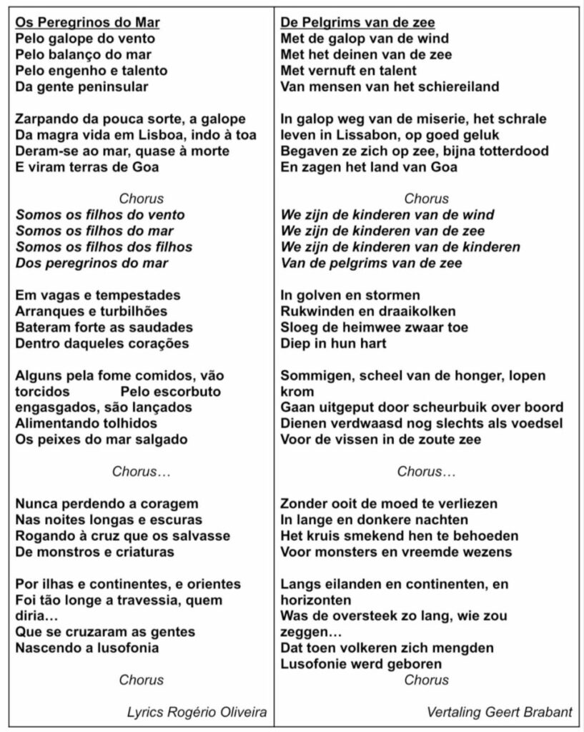 Tekst en vertaling van Os Peregrinos do Mar