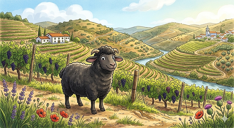 Tekening van zwart schaap