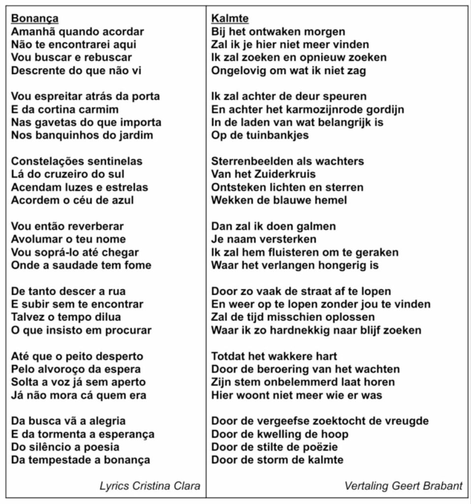 Tekst en vertaling Bonança
