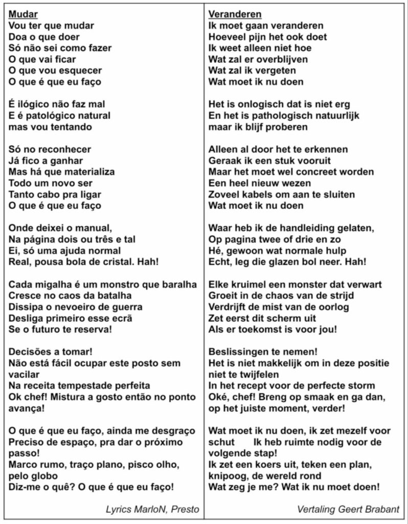 Tekst en vertaling Mudar