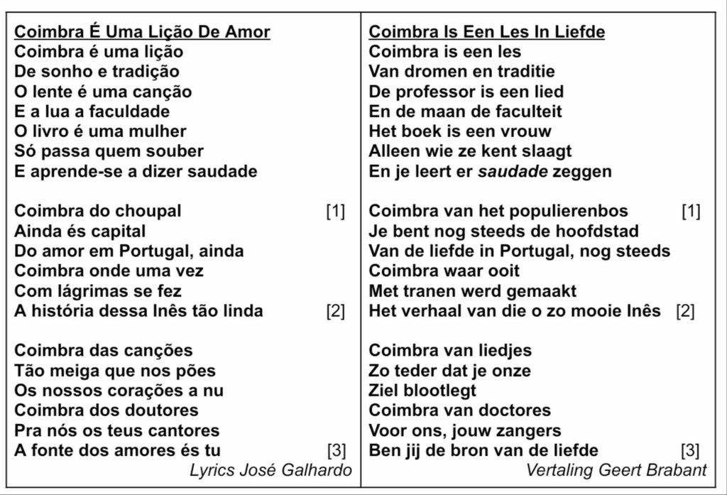 Tekst en vertaling Coimbra É Uma Lição