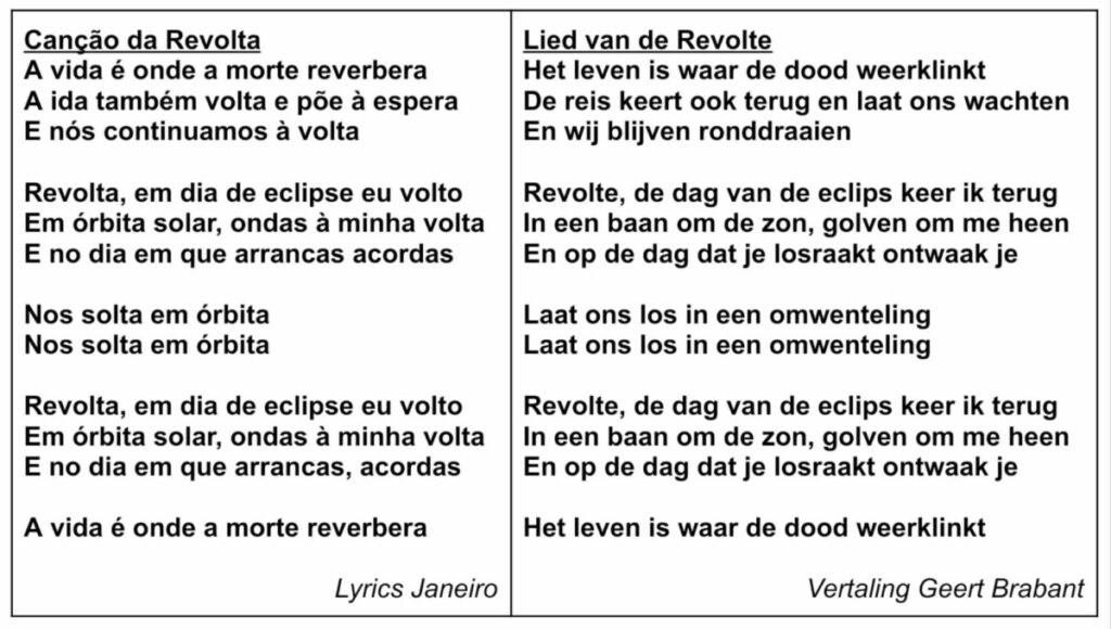 Tekst en vertaling Canção da Revolta