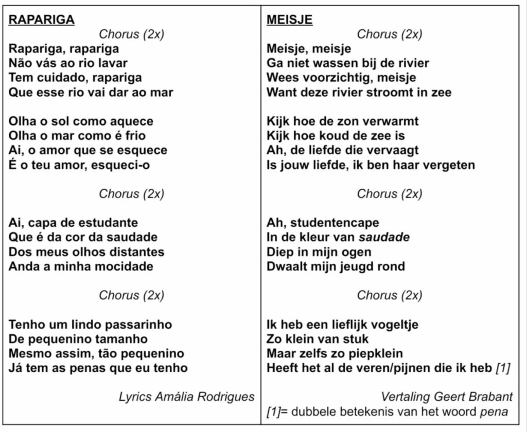 Tekst en vertaling Rapariga
