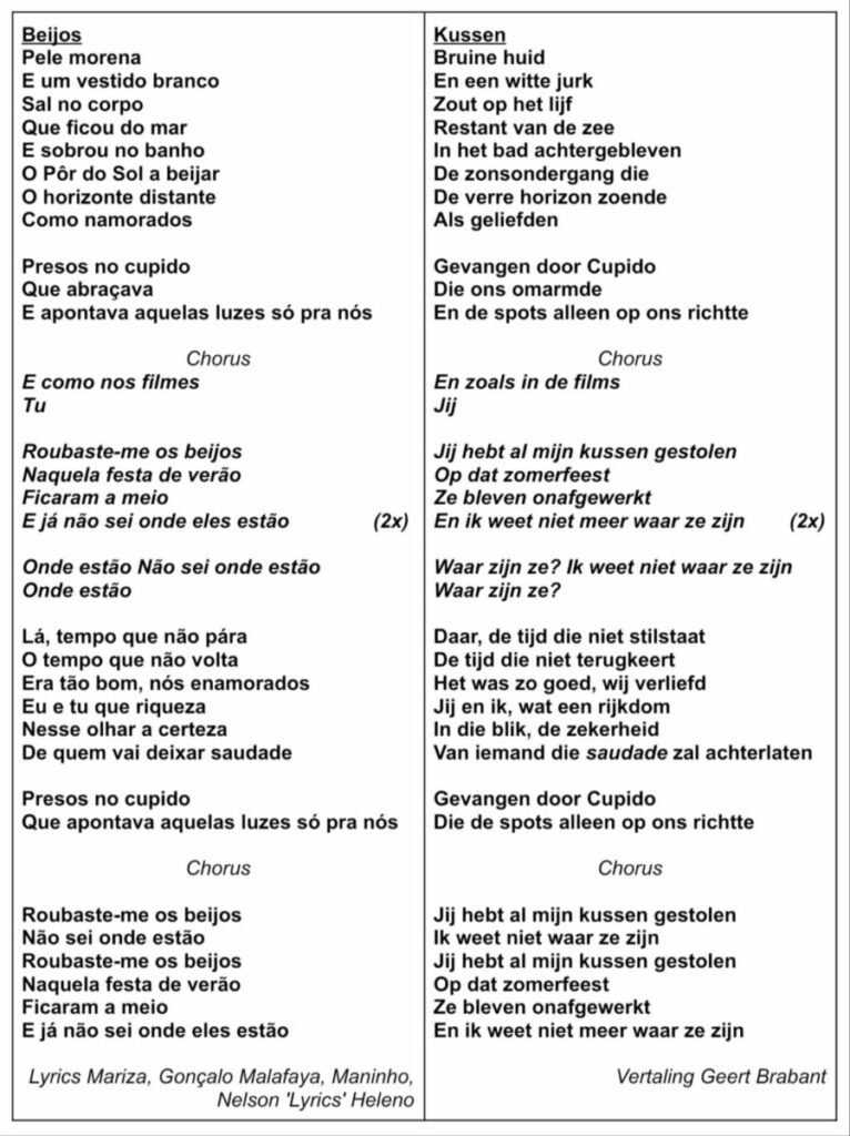 Beijos, tekst en vertaling 
